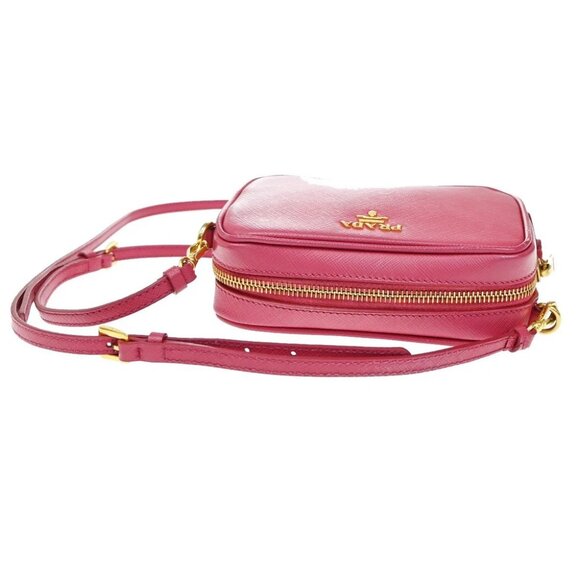 PRADA Saffiano Mini Crossbody Shoulder Bag Leather Pink Gold Italy - Picture 5 of 14